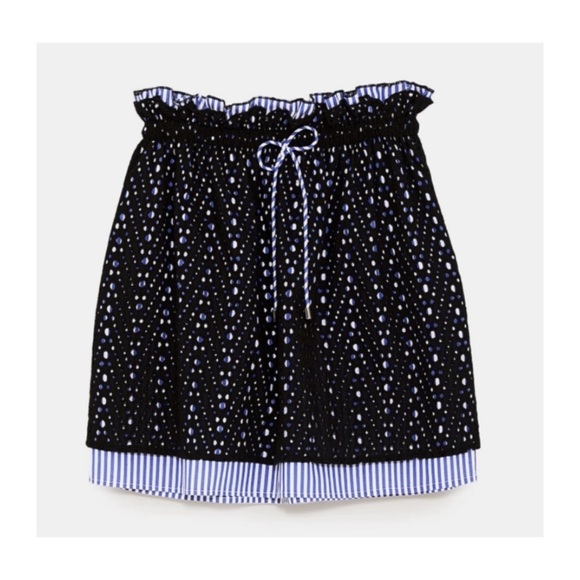 Zara • Embroidered Eyelet Layered Skirt in Black - Picture 4 of 8